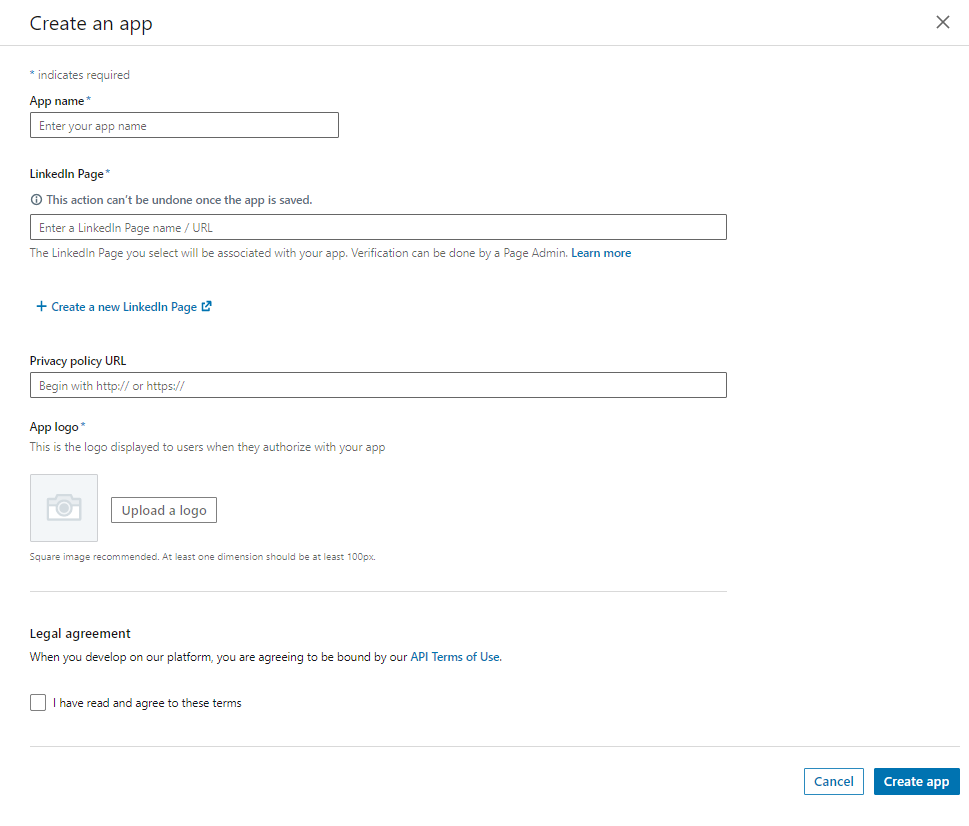 fill the details for linkedin oauth integration